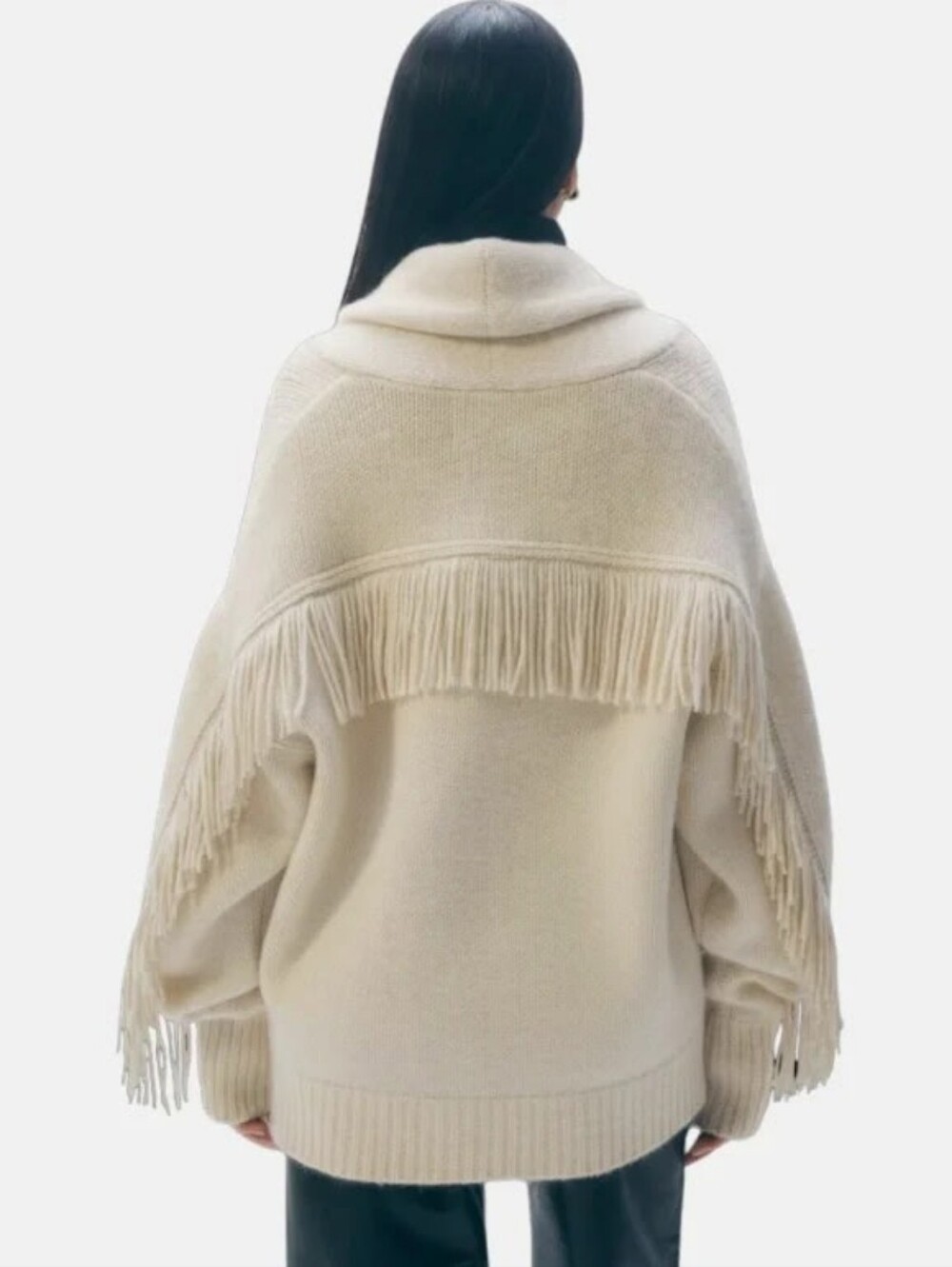 White+Warren          Wool/Cashmere  Blend Luxe Fringe Coatigan In Ivory Medium - Picture 2 of 12